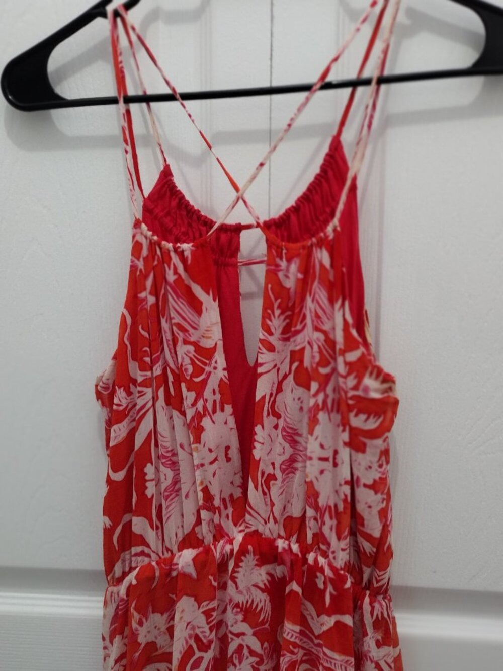 Rory Beca Maia Silk Mini Dress Orange Pink Print Strappy Boho Resort Size M - Picture 5 of 7